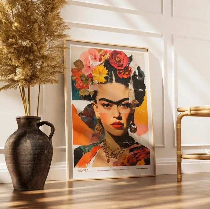 Póster con collage floral inspirado en Frida Kahlo | A3